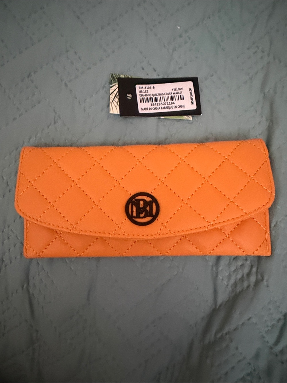 Badgley Mischka Quilted Diamond Flap Wallet - Yellow